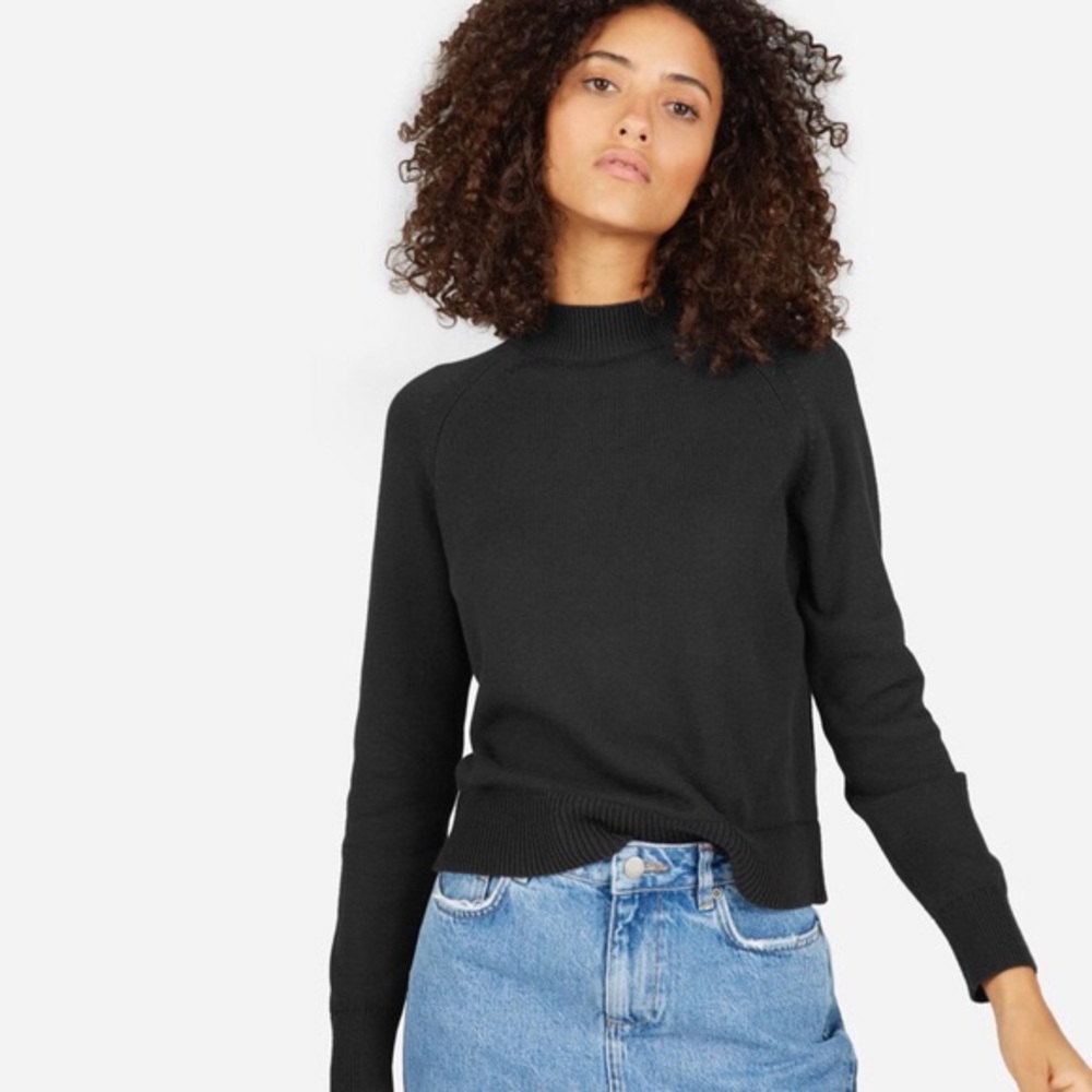 Everlane The Mockneck Cotton Crop Sweater